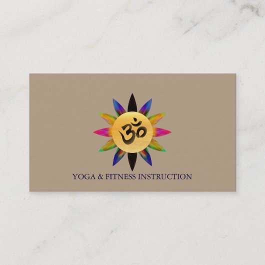 Elegant Lotus Flower "OM" Logo Yoga Visitekaartje (Voorkant)