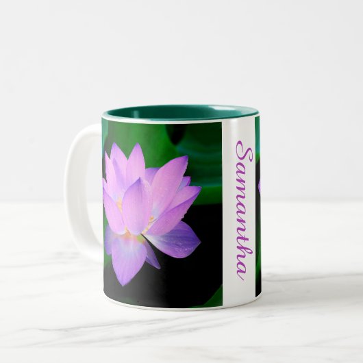 Elegant Lotus Flower Personalized Tweekleurige Koffiemok (Voorkant links)