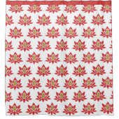 Elegant Lotus Flower Red Gold Zen Yoga Pattern Douchegordijn (Voorkant)