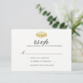 Elegant Lotus Flower Wedding RSVP-kaart RSVP Kaartje (Staand voorkant)
