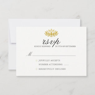 Elegant Lotus Flower Wedding RSVP-kaart RSVP Kaartje