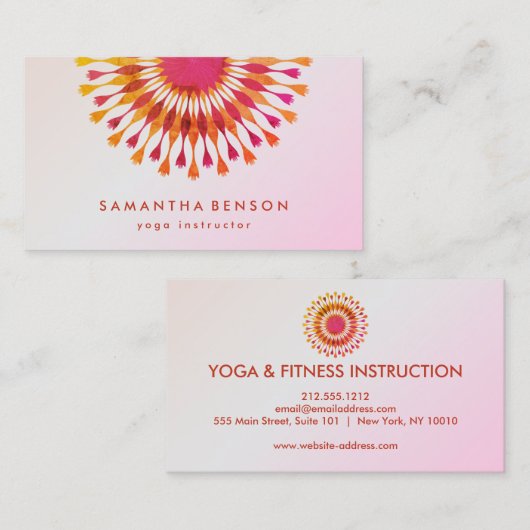 Elegant Lotus Flower White Marble Yoga Instructor Visitekaartje (Voorkant / Achterkant)