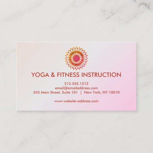 Elegant Lotus Flower White Marble Yoga Instructor Visitekaartje (Achterkant)