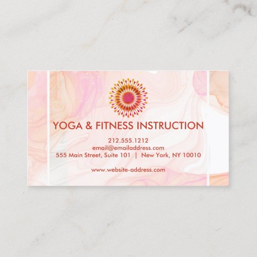Elegant Lotus Flower White Marble Yoga Instructor Visitekaartje (Achterkant)