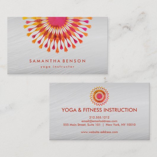 Elegant Lotus Flower White Marble Yoga Instructor Visitekaartje (Voorkant / Achterkant)