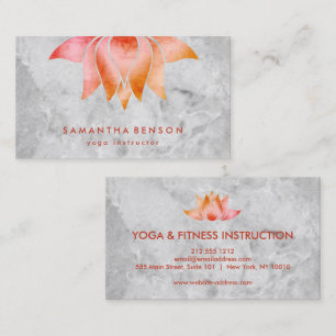 Elegant Lotus Flower White Marble Yoga Instructor Visitekaartje