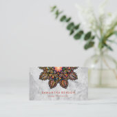 Elegant Lotus Flower White Marble Yoga Instructor Visitekaartje (Staand voorkant)