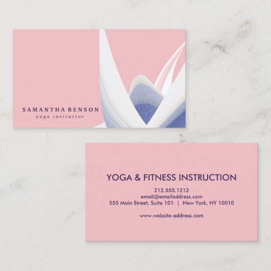 Elegant Lotus Flower White Marble Yoga Instructor Visitekaartje (Voorkant / Achterkant)