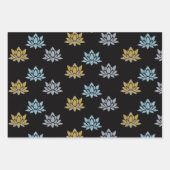 Elegant Lotus Flowers Blue Silver Gold Yoga Flat Inpakpapier Vel (Voorkant)