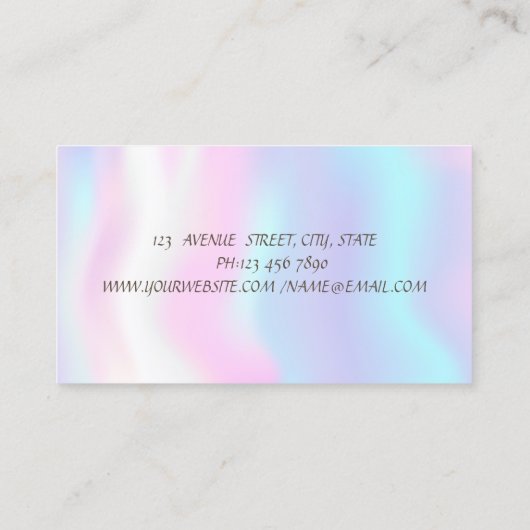 Elegant Lotus Glitter Confetti Holographic Visitekaartje (Achterkant)