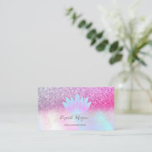 Elegant Lotus Glitter Confetti Holographic Visitekaartje (Staand voorkant)