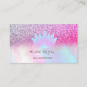 Elegant Lotus Glitter Confetti Holographic Visitekaartje (Voorkant)