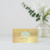 Elegant Lotus Glitter Confetti Yoga Instructor Visitekaartje (Staand voorkant)