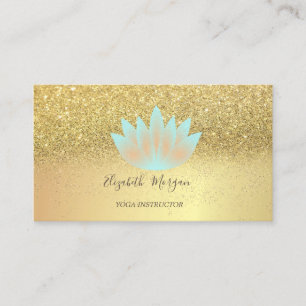 Elegant Lotus Glitter Confetti Yoga Instructor Visitekaartje