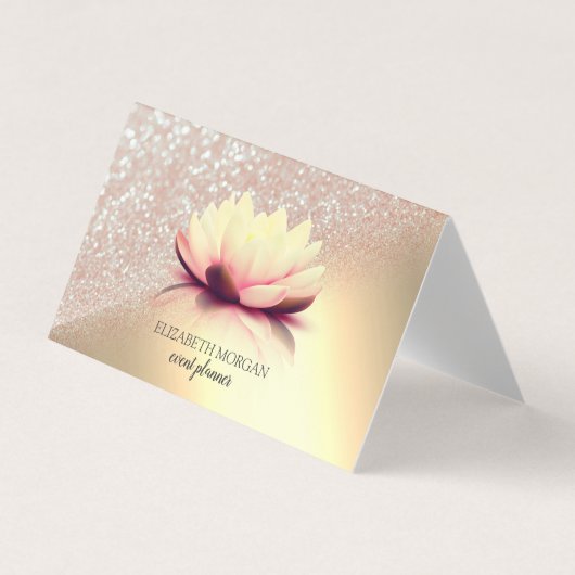 Elegant Lotus Glitter Gold Visitekaartje (Voorkant)