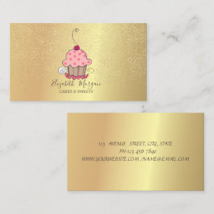 Elegant Lotus Gold Confetti Cupcake Visitekaartje