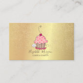 Elegant Lotus Gold Confetti Cupcake Visitekaartje (Voorkant)