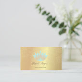 Elegant Lotus Gold Confetti Yoga Instructor Visitekaartje (Staand voorkant)
