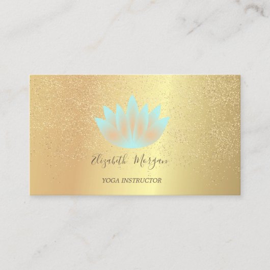 Elegant Lotus Gold Confetti Yoga Instructor Visitekaartje (Voorkant)