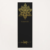Elegant Lotus Gold Mandala Monogram Black Yogamat (Voorkant)