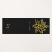 Elegant Lotus Gold Mandala Monogram Black Yogamat (Voorkant (horizontaal))