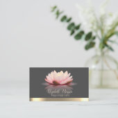 Elegant Lotus Gold Stripe Yoga Instructor Visitekaartje (Staand voorkant)