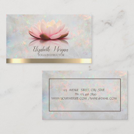 Elegant Lotus Gold Stripe Yoga Opal Visitekaartje (Voorkant / Achterkant)