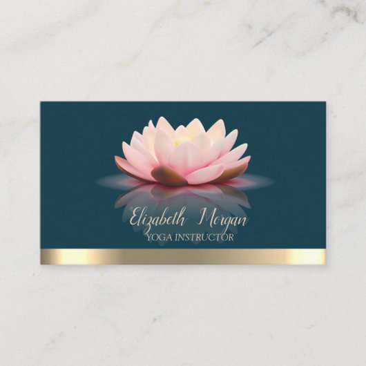 Elegant Lotus Gold Stripe Yoga Visitekaartje (Voorkant)