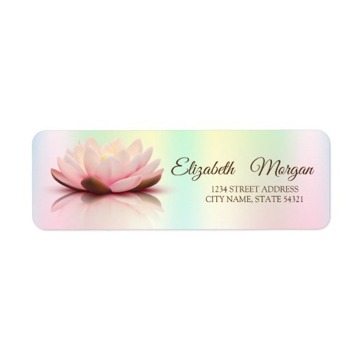 Elegant Lotus Holographic Iridescent Address Label (Voorkant)