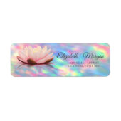 Elegant Lotus Holographic Iridescent Opal Etiket (Voorkant)