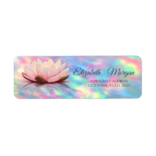 Elegant Lotus Holographic Iridescent Opal Etiket