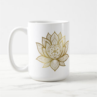 Elegant Lotus Mandala - Gold Line Art Spiritual Koffiemok