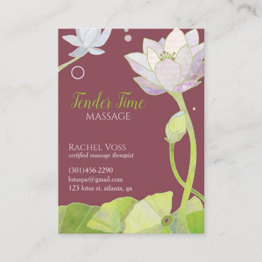 Elegant Lotus Massage Therapist Visitekaartje (Voorkant)