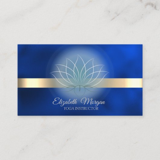 Elegant Lotus Royal Blue Yoga Instructor   Visitekaartje (Voorkant)