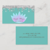 Elegant Lotus Silver Glitter bestuurt mint Green Visitekaartje (Voorkant / Achterkant)