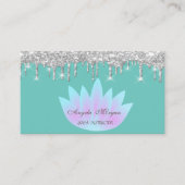 Elegant Lotus Silver Glitter bestuurt mint Green Visitekaartje (Voorkant)