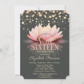 Elegant Lotus Stippen Sweet 16 Kaart (Voorkant)