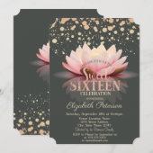 Elegant Lotus Stippen Sweet 16 Kaart (Voorkant / Achterkant)