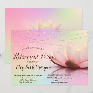 Elegant Lotus String Lights Retirement Party Kaart