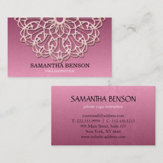 Elegant Lotus Yoga Instructor Visitekaartje (Voorkant / Achterkant)