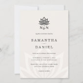 Elegant lotusbloem monogram licht neutraal ivoor kaart (Voorkant)