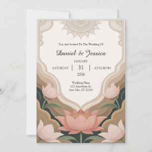 Elegant lotusframe met serene boeddhistische esthe kaart