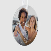 Elegant Love 2 Sided Script Photo Kerstmis Ornament (voorkant)