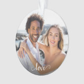 Elegant Love 2 Sided Script Photo Kerstmis Ornament (voorkant)