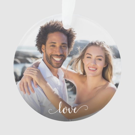 Elegant Love 2 Sided Script Photo Kerstmis Ornament (voorkant)