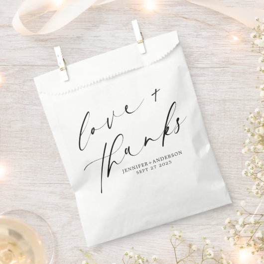 Elegant Love and Bedankt Handwrite Script Wedding Bedankzakje (Geknipt)