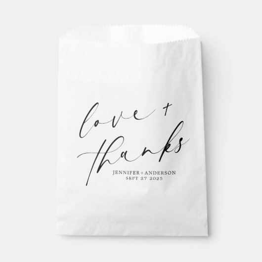 Elegant Love and Bedankt Handwrite Script Wedding Bedankzakje (Voorkant)