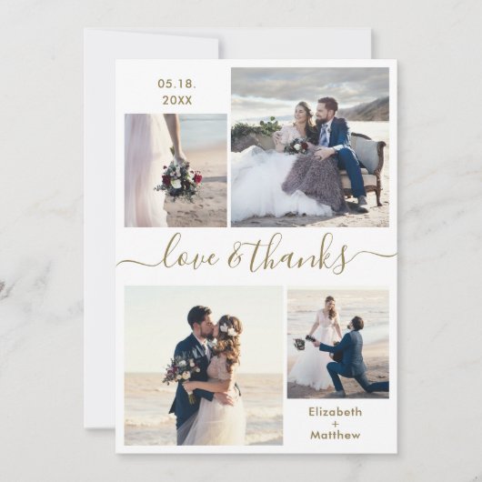 Elegant Love and Bedankt Script 4 Photo Wedding (Voorkant)