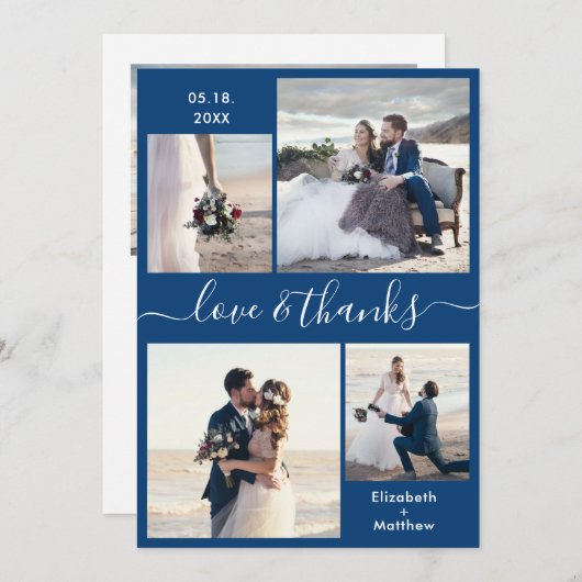 Elegant Love and Bedankt Script 4 Photo Wedding (Voorkant / Achterkant)