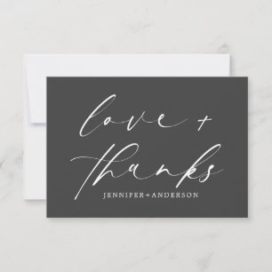 Elegant Love and Bedankt Script Black White Weddin
